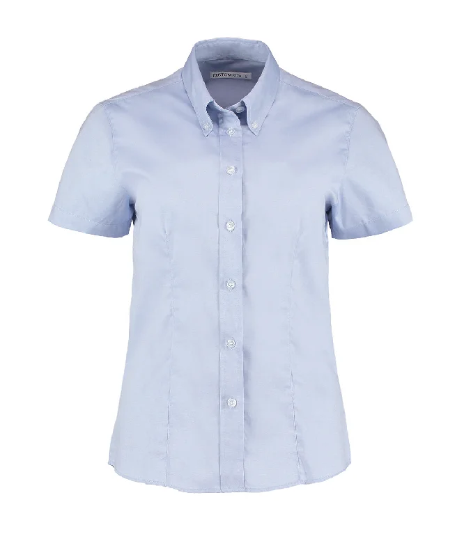 Light Blue* - Women's corporate Oxford blouse short-sleeved (tailored fit) Elegant Semi-Sheer Blouse Light Blue* - Women's corporate Oxford blouse short-sleeved (tailored fit) Elegant Semi-Sheer Blouse