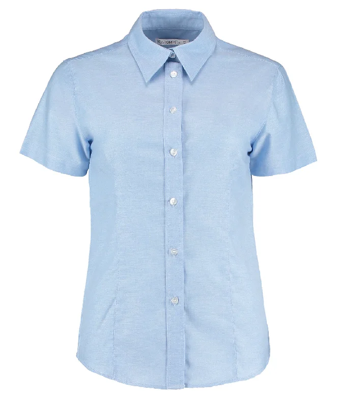 Light Blue* - Women's workplace Oxford blouse short-sleeved (tailored fit) Side Tie Blouse Light Blue* - Women's workplace Oxford blouse short-sleeved (tailored fit) Side Tie Blouse