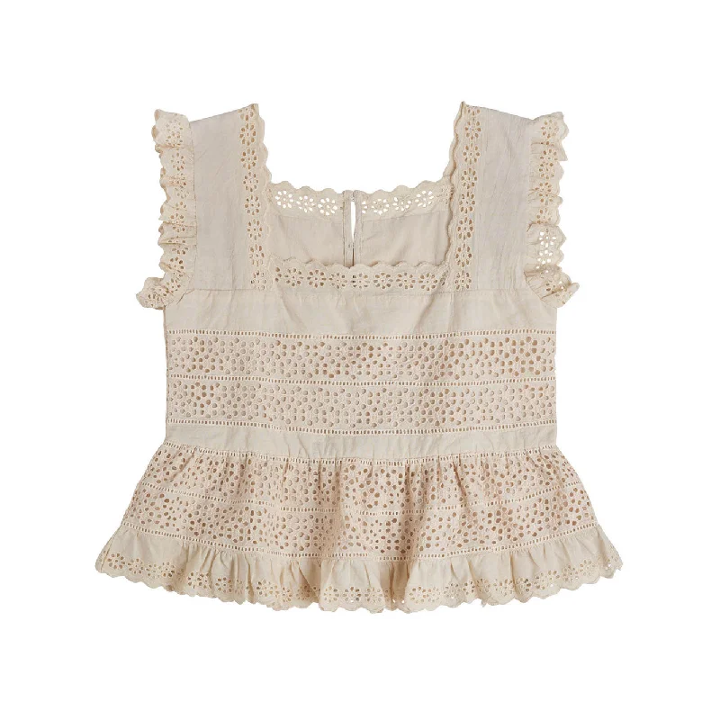 Little Cotton Clothes Oat Broderie Anglaise Ladies Ava Blouse Lightweight Chiffon Blouse Little Cotton Clothes Oat Broderie Anglaise Ladies Ava Blouse Lightweight Chiffon Blouse
