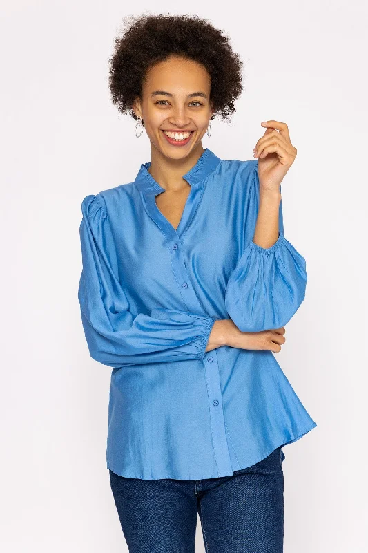 Long Sleeve Spring Blouse in Blue Vintage Lace Blouse
