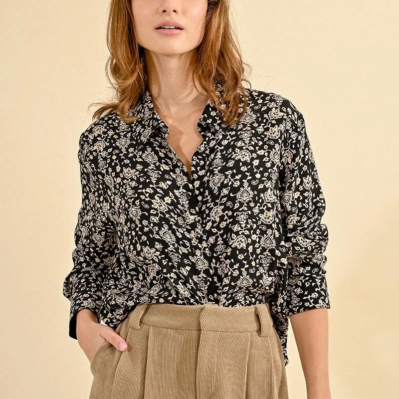 Molly Bracken Black Khushi Blouse Classic White Blouse