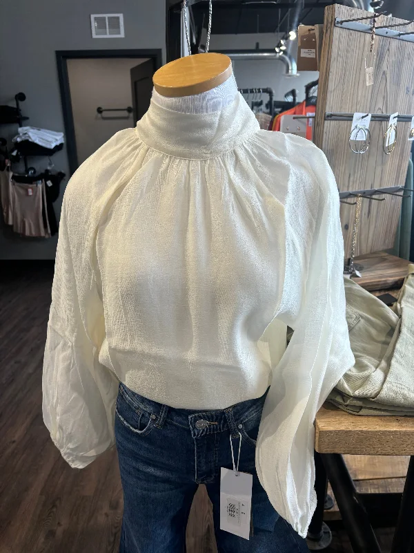 Molly Bracken off white woven blouse Side Tie Blouse