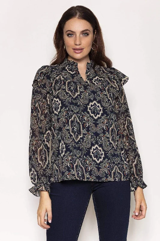 Paisley Blouse in Navy Classic Minimalist Blouse