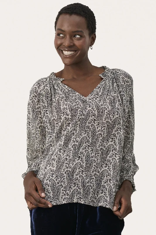 Part Two 30308415 ElisaPW Blouse French Oak Paisley Cream Lightweight Tunic Blouse