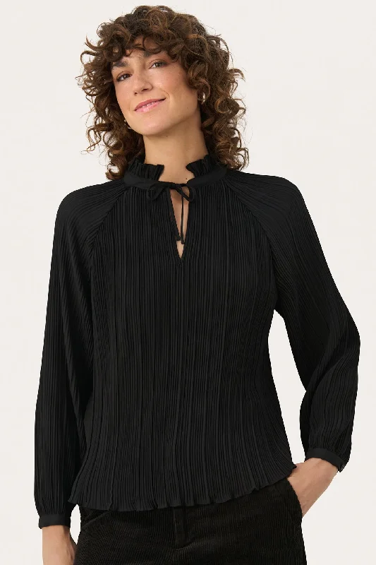 Part Two 30309217 MyraPW Blouse Black Versatile Layering Blouse