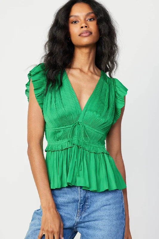 Pleated Peplum Blouse Oversized Silk Blouse