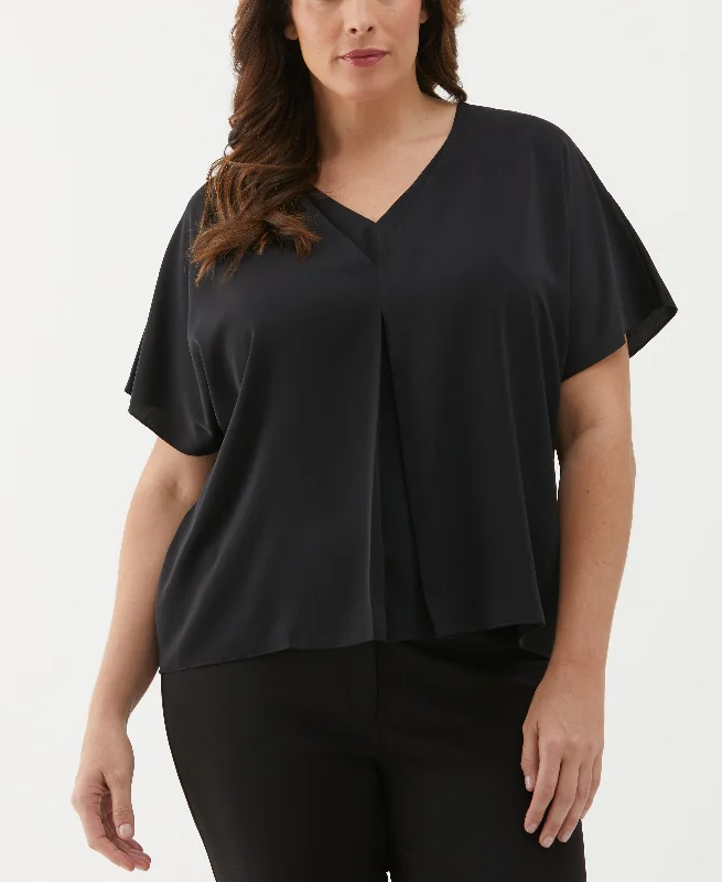 Plus Size Layered Dolman Sleeve Blouse Office Formal Blouse