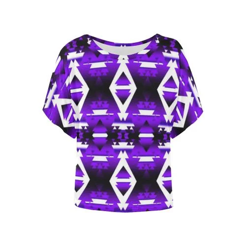Moon Shadow Winter Camp Women's Batwing-Sleeved Blouse T shirt Delicate Bow Blouse