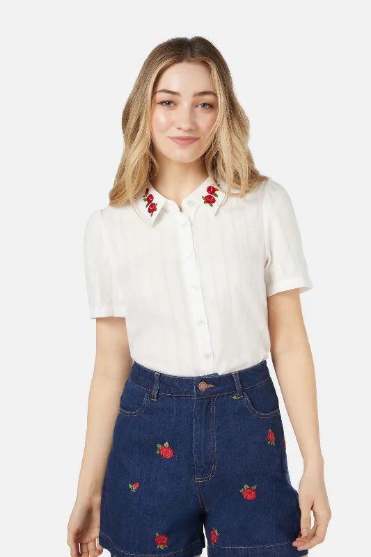 Red Roses Blouse Floral Print Blouse