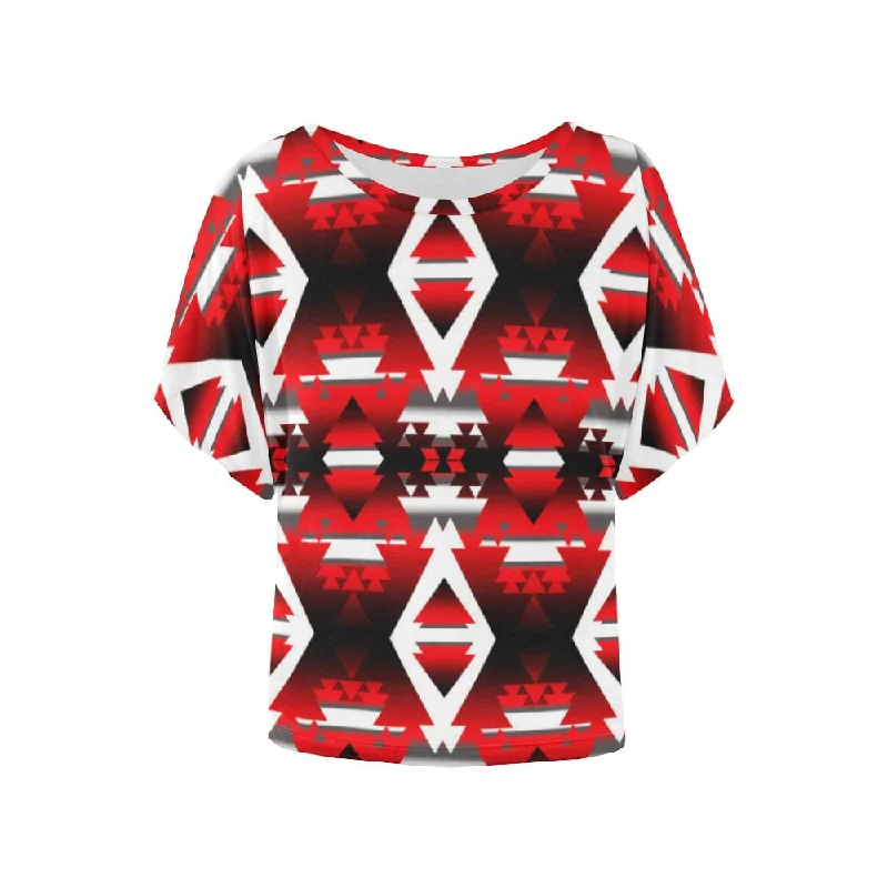 Sierra Winter Camp Women's Batwing-Sleeved Blouse T shirt Elegant Embroidery Blouse