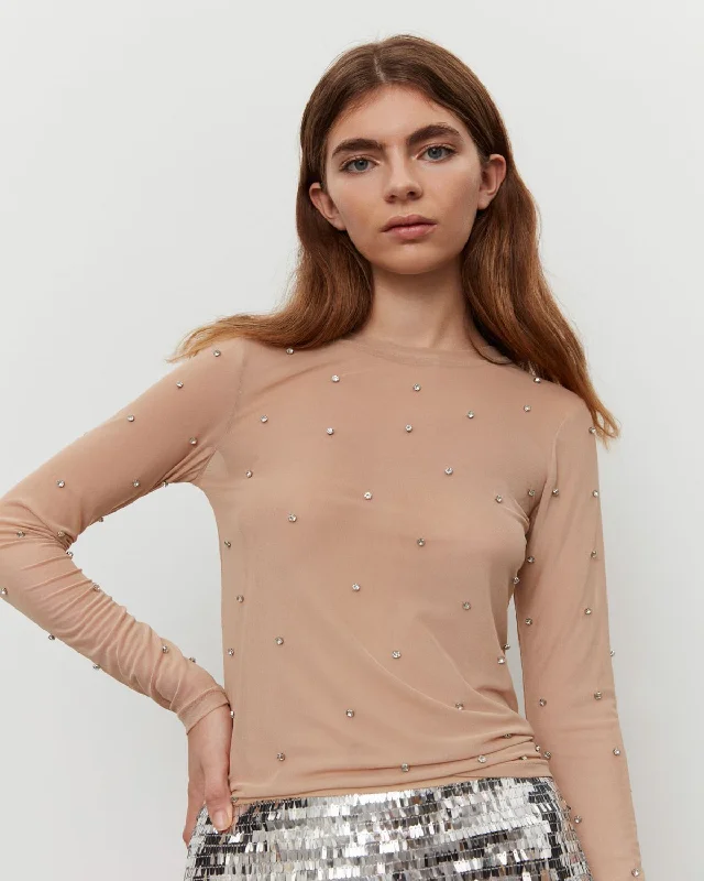 BRIELLESW BLOUSE - Beige Peter Pan Collar Blouse