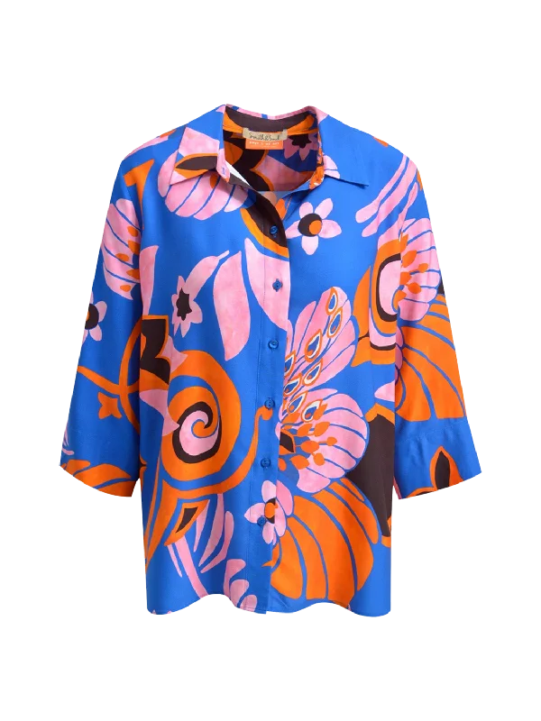 Smith & Soul Shirt Blouse With Elbow Sleeves Loose Oversized Blouse