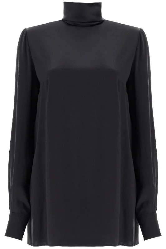 Silk Satin Blouse Stretchy Fitted Blouse