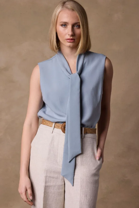 Sofia Sleeveless Blouse - Blue Flowy Bohemian Blouse