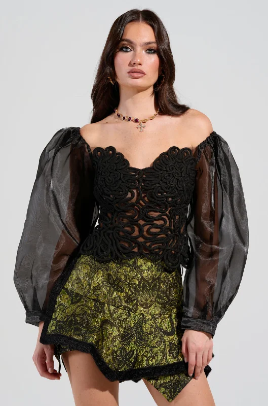 SPIRITED AWAY LONG SLEEVE BLOUSE IN BLACK Modern Oversized Blouse
