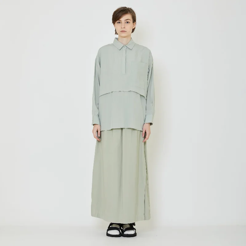 Women Layered Blouse - Light Green - SW2403054A Satin Long Blouse