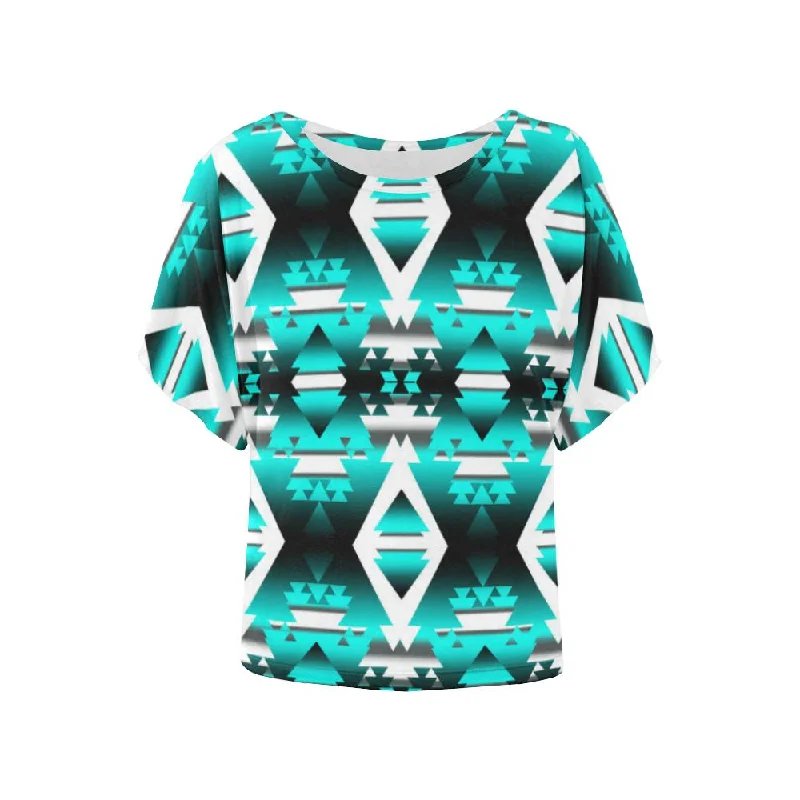 Deep Lake Winter Camp Women's Batwing-Sleeved Blouse T shirt Soft Satin Blouse