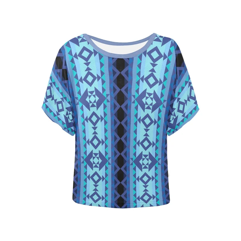 Tipi Women's Batwing-Sleeved Blouse T shirt Double Button Blouse