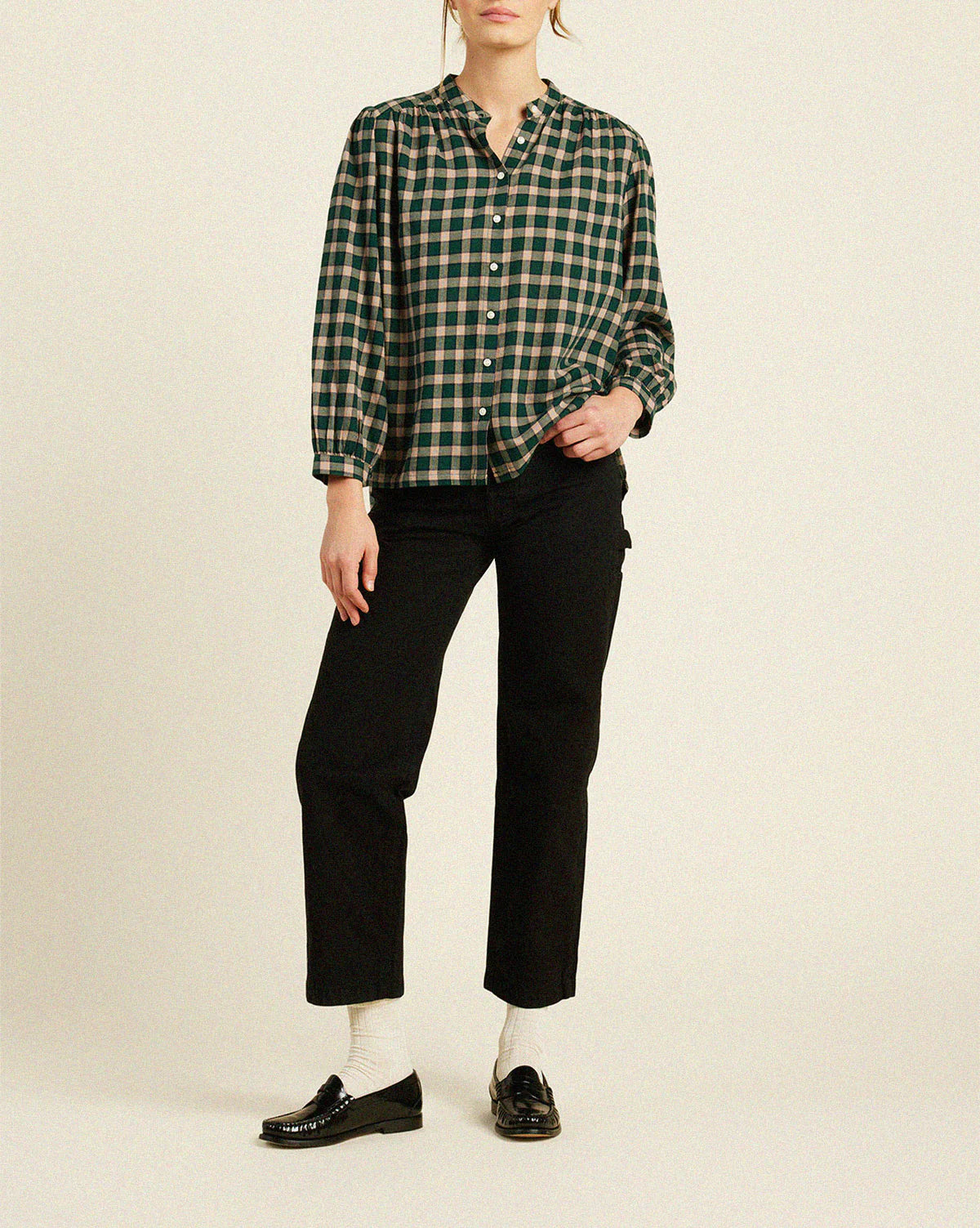 Trovata Clara Blouse Roebuck Plaid Classic Striped Blouse