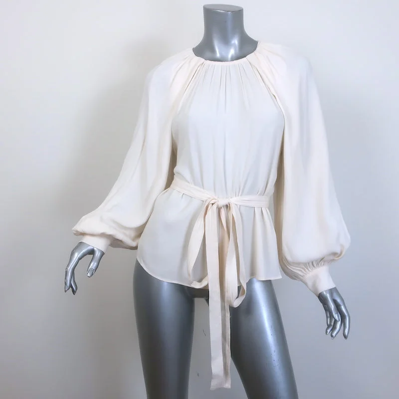 Ulla Johnson Katrine Tie-Waist Blouse Ivory Crepe Size 6 Long Sleeve Top NEW Boho Chic Blouse Ulla Johnson Katrine Tie-Waist Blouse Ivory Crepe Size 6 Long Sleeve Top NEW Boho Chic Blouse