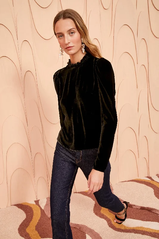 Ulla Johnson - Marlene Blouse-Noir Embroidered Cotton Blouse