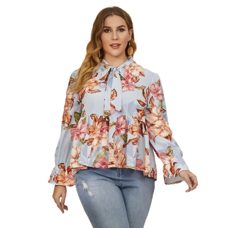 VORE Women's Elegant Fine Fashion Premium Top Quality Stylish Plus Size Puff Flare Long Sleeve Blouse Top Bell Sleeve Blouse