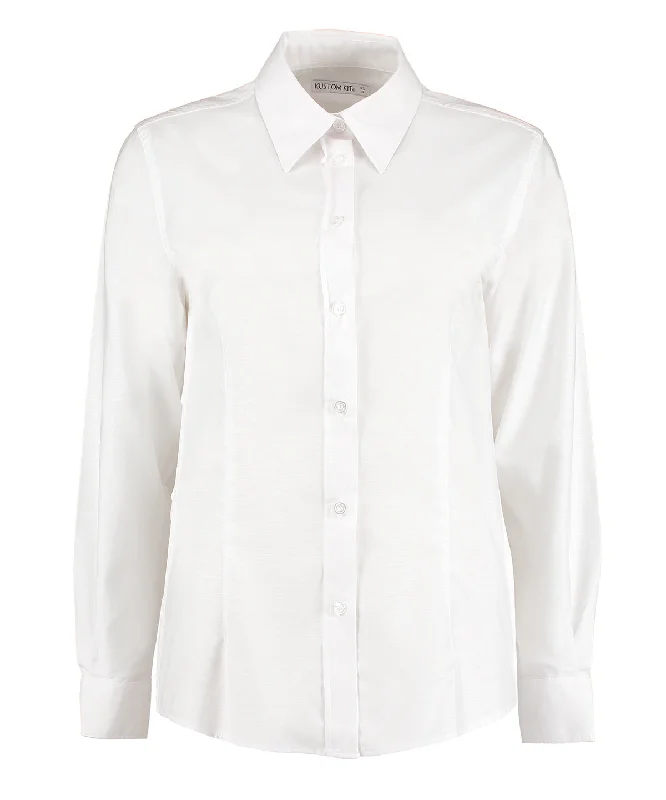 White - Women's workplace Oxford blouse long-sleeved (tailored fit) Gathered Detail Blouse White - Women's workplace Oxford blouse long-sleeved (tailored fit) Gathered Detail Blouse