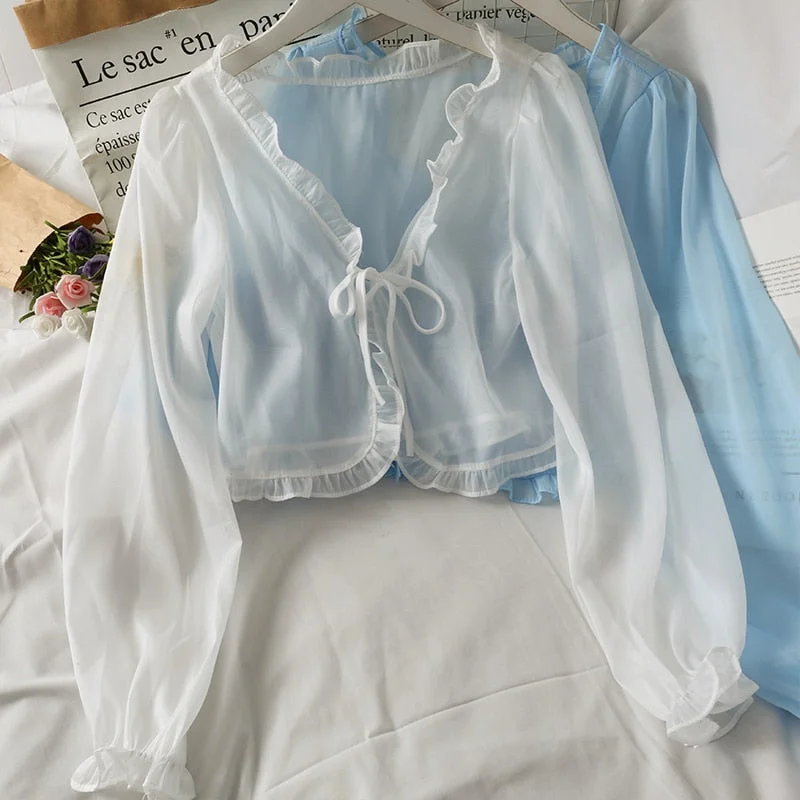 Women Thin Coat Casual Lace Bow Summer Sun Protection Clothes Female Cardigan Shirt Clothing Tops Blouse For Woman Covers Blusa Everyday Stylish Blouse