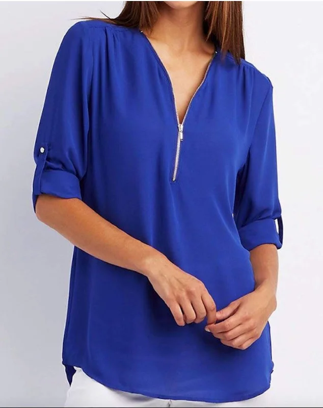 Womens V Neck Blouse Peter Pan Blouse