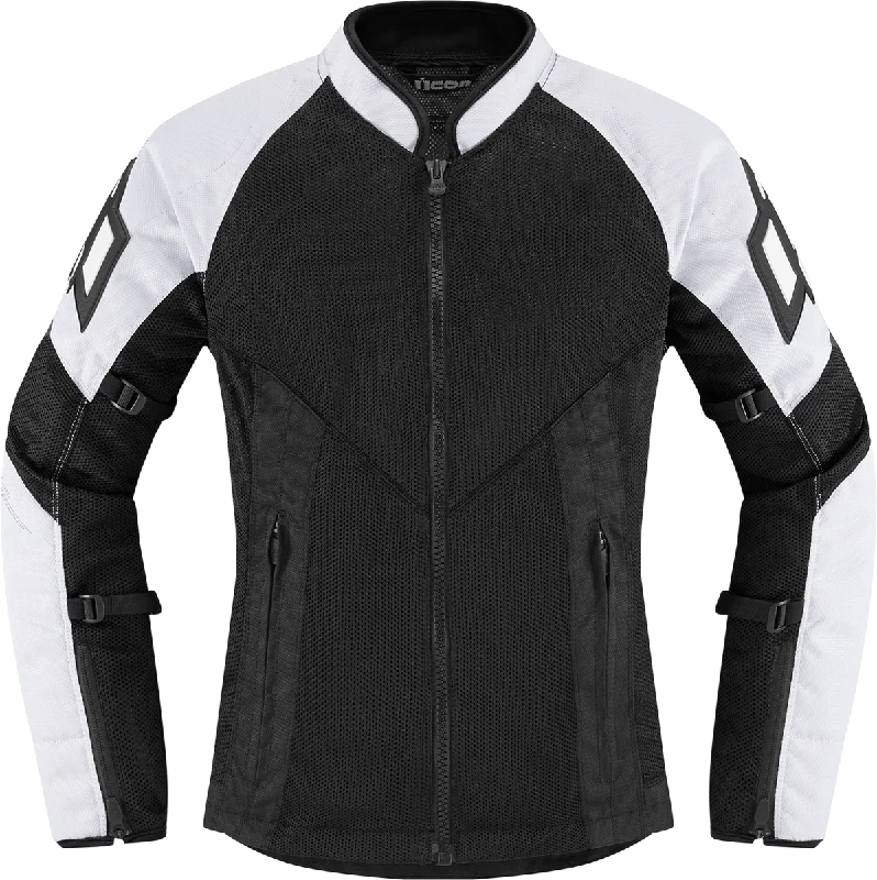 ICON Women's Mesh™ AF Jacket - White/Black - XL 2822-1494 Belted Jacket Elasticated Jacket Padded Jacket ICON Women's Mesh™ AF Jacket - White/Black - XL 2822-1494 Belted Jacket Elasticated Jacket Padded Jacket