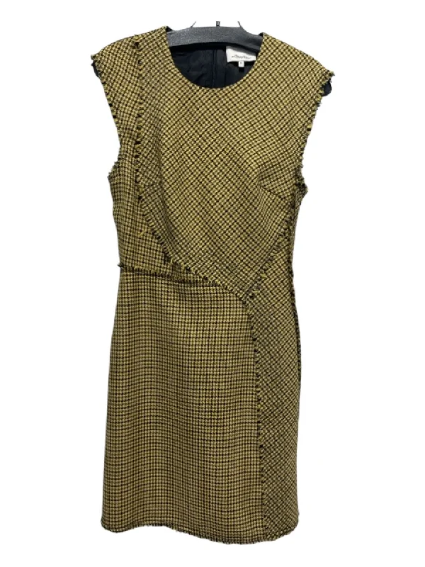 3.1 Phillip Lim Size 6 Yellow & Black Wool Zip Detail Sleeveless Mini Dress Comfortable Boho Mini Dress 3.1 Phillip Lim Size 6 Yellow & Black Wool Zip Detail Sleeveless Mini Dress Comfortable Boho Mini Dress