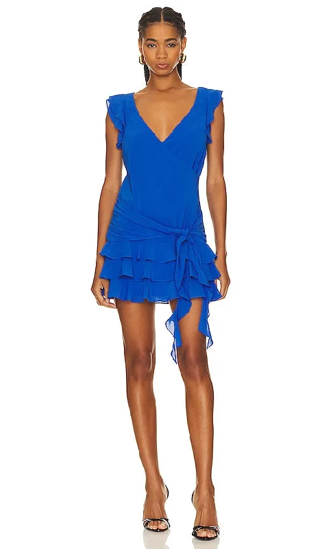 Amanda Uprichard Carissa Mini Dress in Royal Fashionable Polka Dot Mini Dress