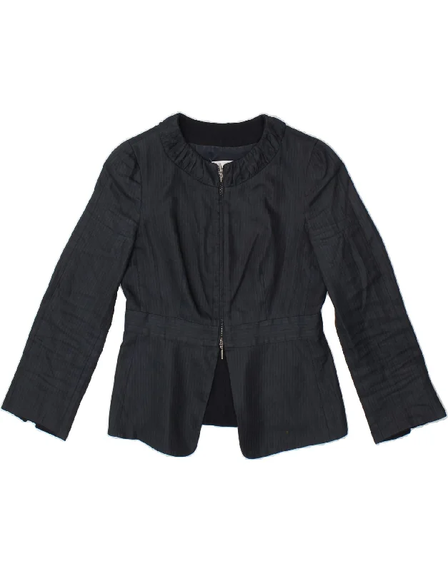 ARMANI COLLEZIONI Womens Blazer Jacket EU 40 Medium Navy Blue Pinstripe Satin Fabric Silk Fabric Chiffon Fabric ARMANI COLLEZIONI Womens Blazer Jacket EU 40 Medium Navy Blue Pinstripe Satin Fabric Silk Fabric Chiffon Fabric