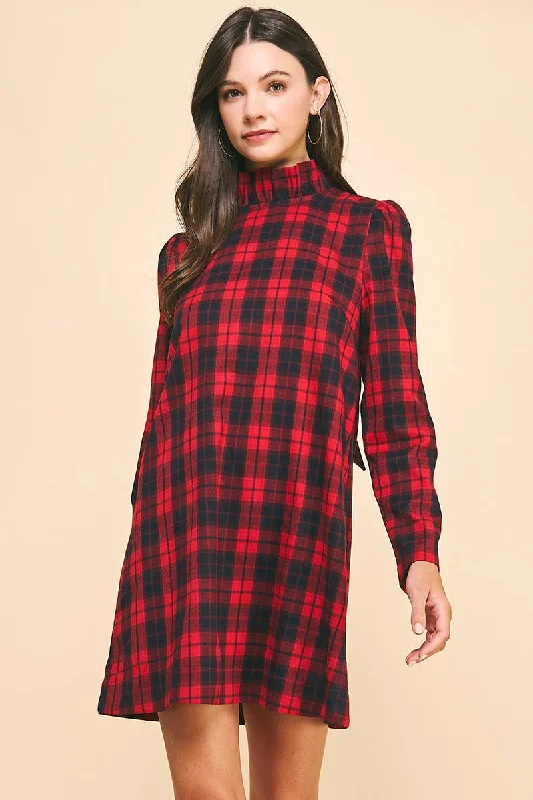 Back Of The Neck Bowtie Tartan Mini Dress Chic Tropical Mini Dress