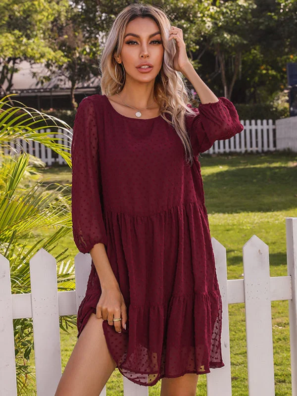 Blue Zone Planet | Solid color splicing lace loose mini dress Comfortable Bodycon Mini Dress Blue Zone Planet | Solid color splicing lace loose mini dress Comfortable Bodycon Mini Dress