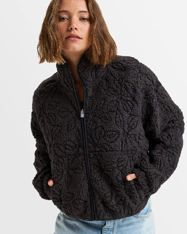 Womens Blurry Cloud Full Zip Polar Jacket Bomber Jacket Anorak Windbreaker