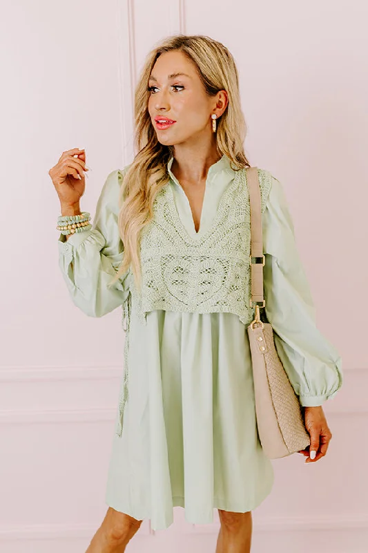 Boho Belle Two Piece Mini Dress in Pear Elegant Mini Dress with Ruffles