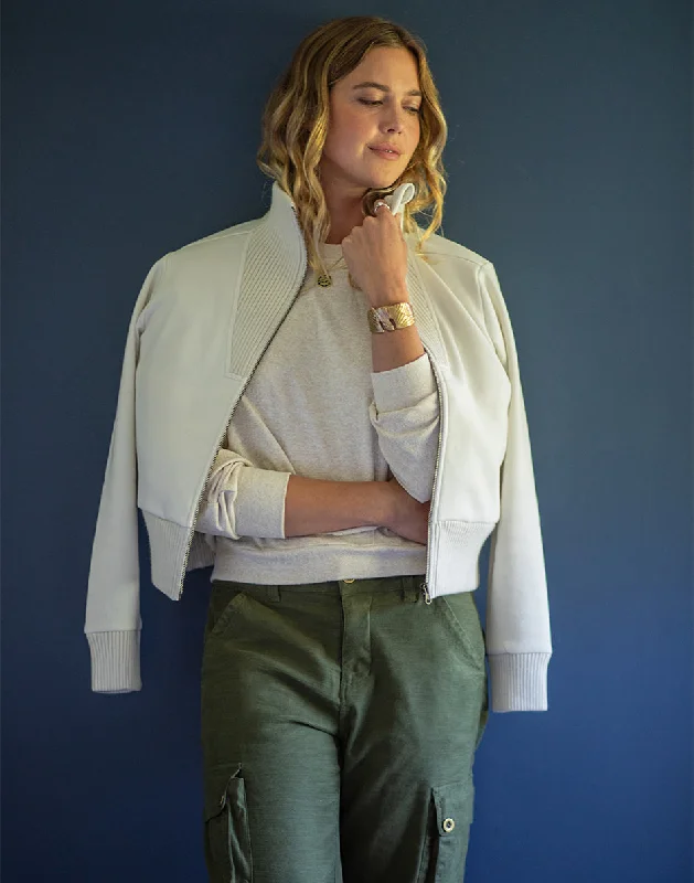 Briar Fleece Jacket: Birch Knit Fabric Woven Fabric Fleece Fabric