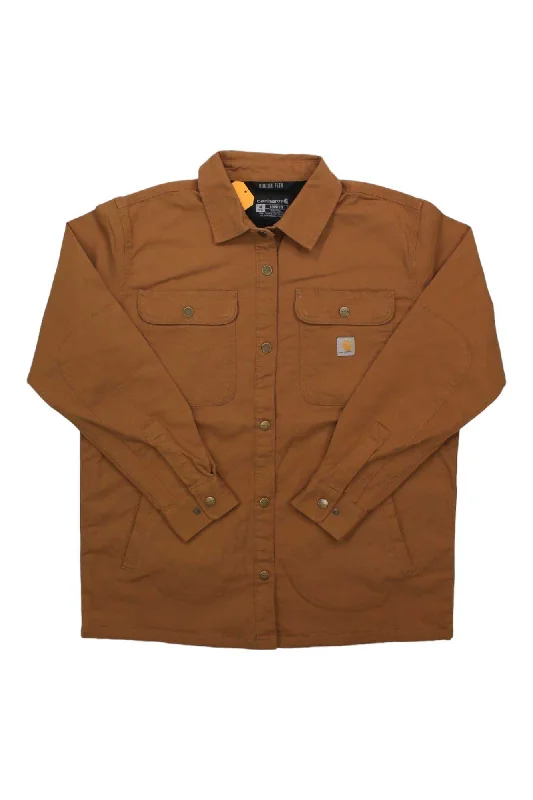 Carhartt Womens Rugged Flex Loose Fit Canvas Fleece Lined Shirt Jacket Faux Fur Jacket Real Fur Jacket Shearling Jacket