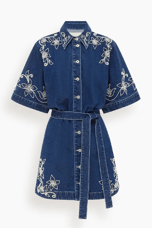 Carmen Mini Dress in Light Blue Fashionable Off-Shoulder Mini Dress