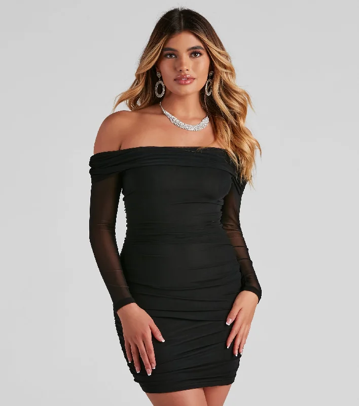 Chic Moment Mesh Bodycon Mini Dress Fashionable Mini Dress with Pockets