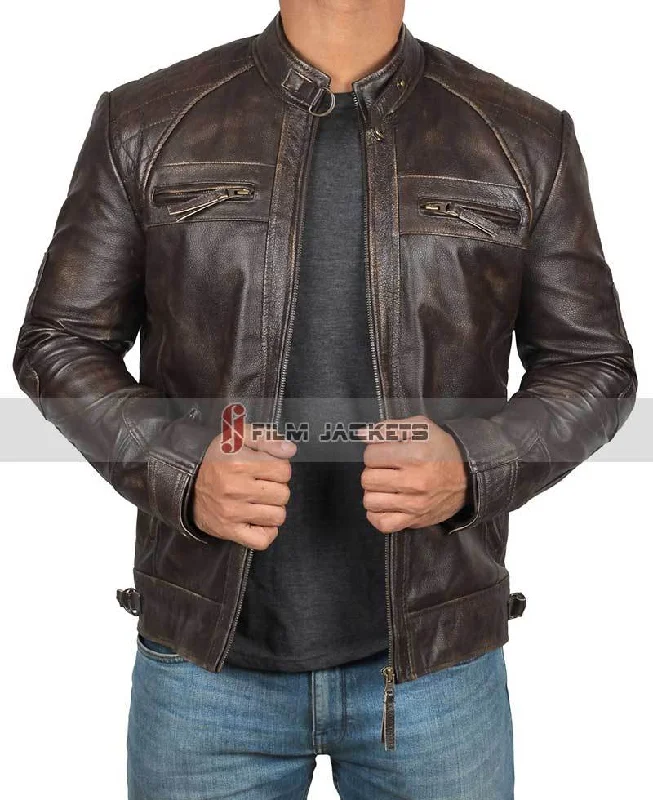 Claude Distressed Quilted Brown Leather Biker Jacket Satin Fabric Silk Fabric Chiffon Fabric Claude Distressed Quilted Brown Leather Biker Jacket Satin Fabric Silk Fabric Chiffon Fabric