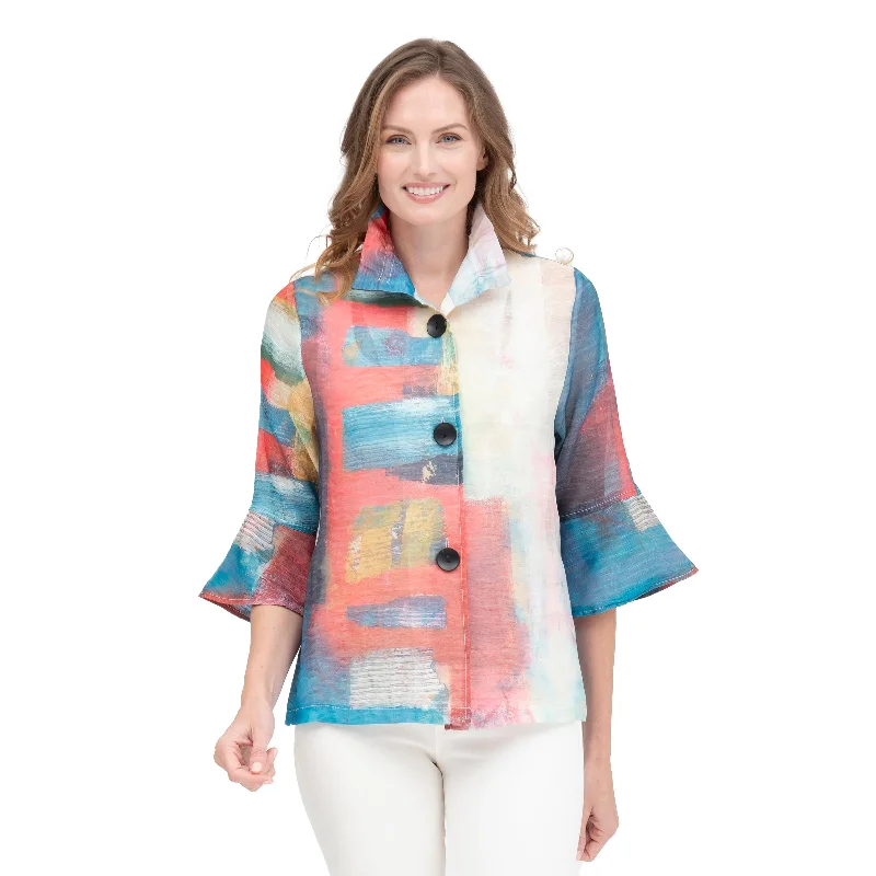 Damee Sheer Abstract Art Organza Jacket in Multi - 2399-MLT - Size L Only! Embroidered Jacket Appliqued Jacket Beaded Jacket Damee Sheer Abstract Art Organza Jacket in Multi - 2399-MLT - Size L Only! Embroidered Jacket Appliqued Jacket Beaded Jacket