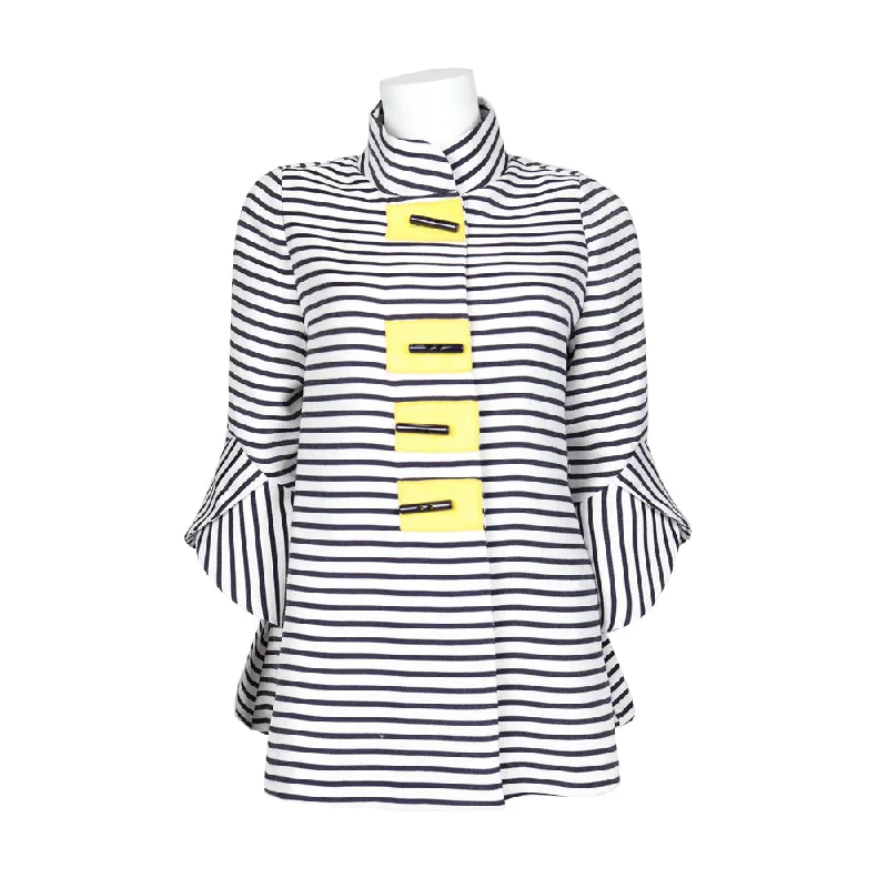 IC Collection Striped Jacket in Navy - 5640J - Size S Only! Satin Jacket Silk Jacket Chiffon Jacket IC Collection Striped Jacket in Navy - 5640J - Size S Only! Satin Jacket Silk Jacket Chiffon Jacket