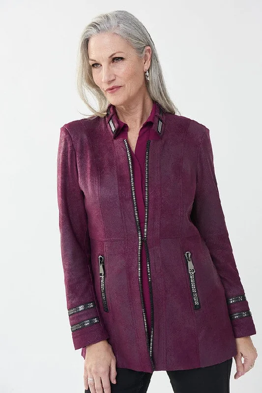 Joseph Ribkoff Mulbery Zipped Jacket Jersey Jacket Tulle Jacket Batik Jacket