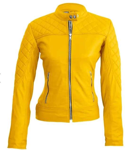 Women Yellow Quilted Leather Jacket Women Yellow Quilted Leather Jacket Fitted Jacket Loose Jacket Oversized Jacket Women Yellow Quilted Leather Jacket Women Yellow Quilted Leather Jacket Fitted Jacket Loose Jacket Oversized Jacket