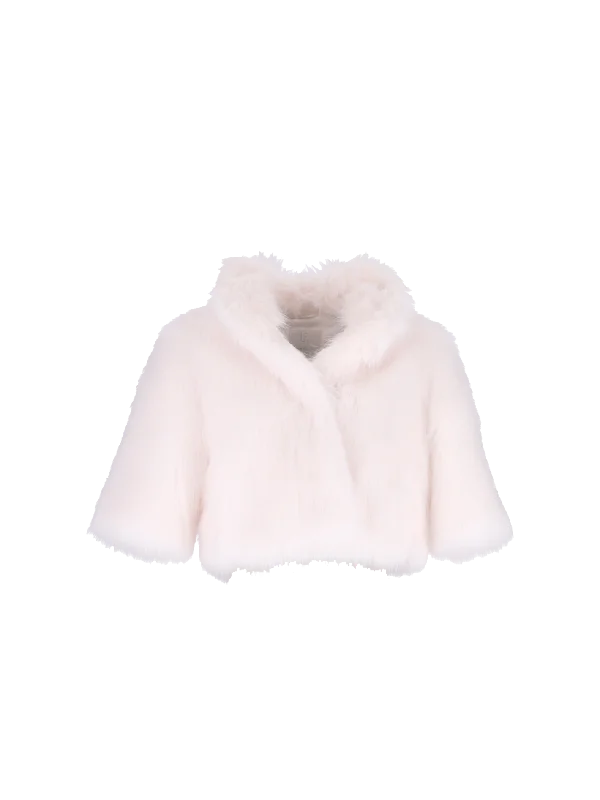 cropped faux-fur jacket Front Pockets Side Pockets Patch Pockets