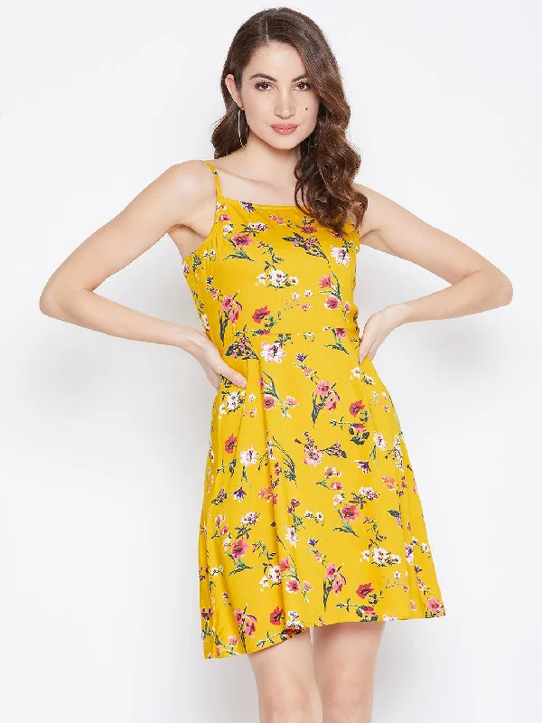 Berrylush Women Yellow & Red Floral Printed Square Neck Fit & Flare Mini Dress Stylish Floral Print Mini Dress Berrylush Women Yellow & Red Floral Printed Square Neck Fit & Flare Mini Dress Stylish Floral Print Mini Dress