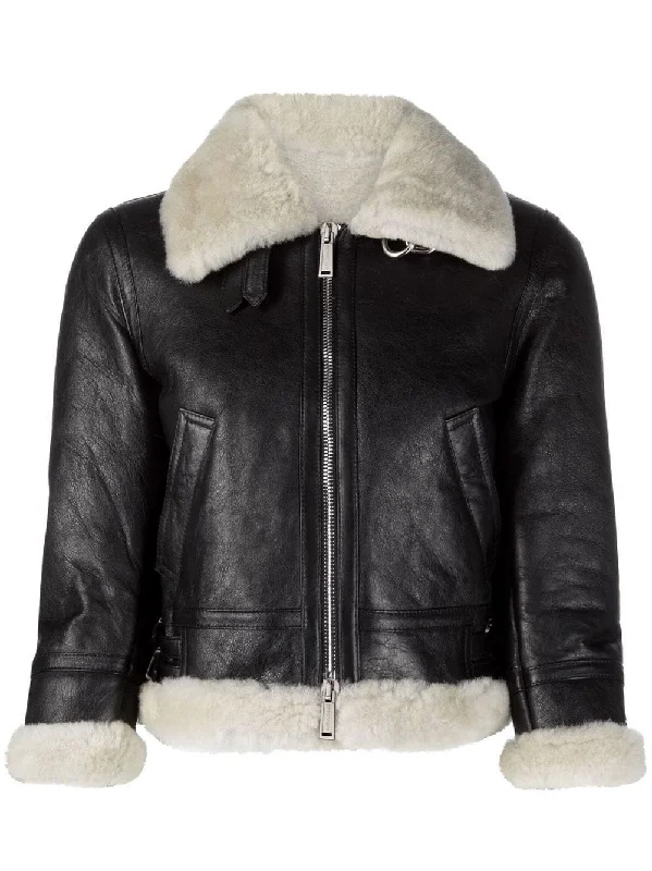 DSQUARED2 cropped shearling jacket Welt Pockets Slit Pockets Flap Pockets
