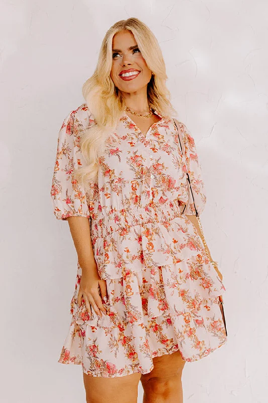 Feel The Romance Floral Mini Dress Curves Trendy Mini Dress with Belt